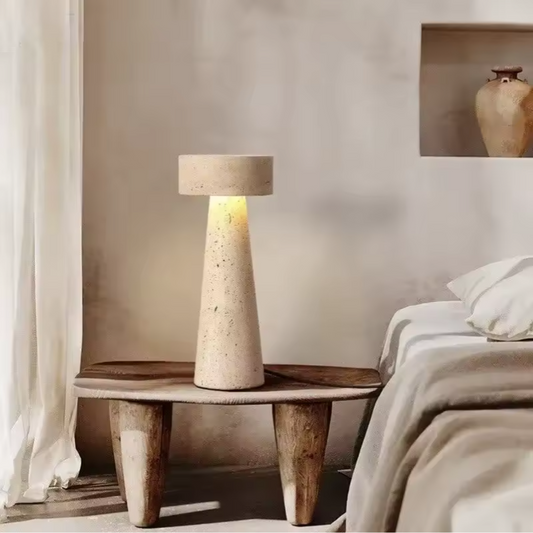 Travertine Stone Bedside Table Lamp