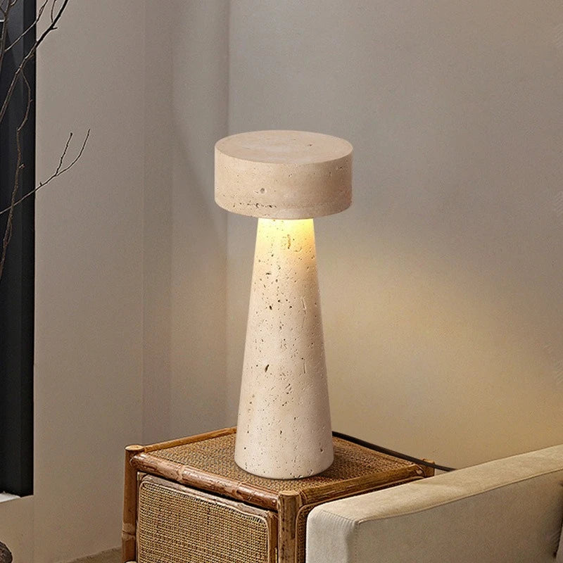 Travertine Stone Bedside Table Lamps