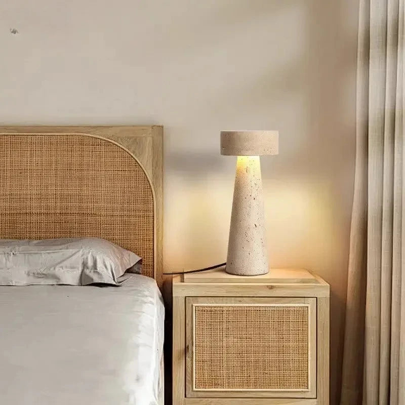 Travertine Stone Table Lamp Bedroom