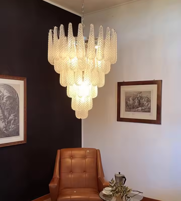 Vintage Glass Art Chandelier