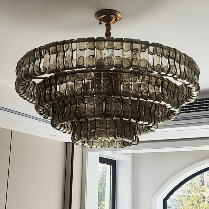 Vintage Smoky Gray Glass Chandelier