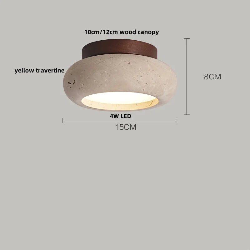 Dark Wood Wabi Sabi Stone Ceiling Lights