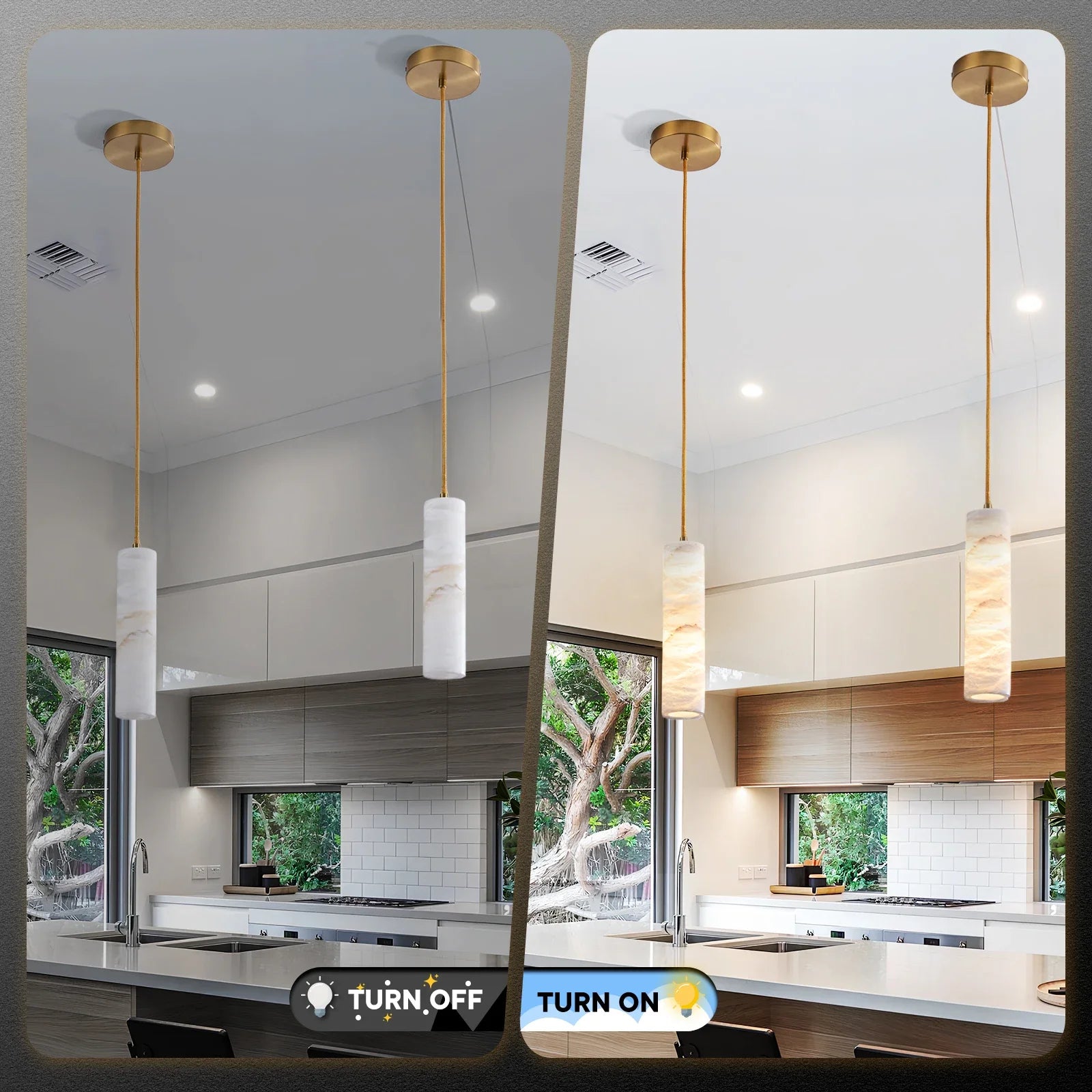White Alabaster Pendant Lights Kitchen