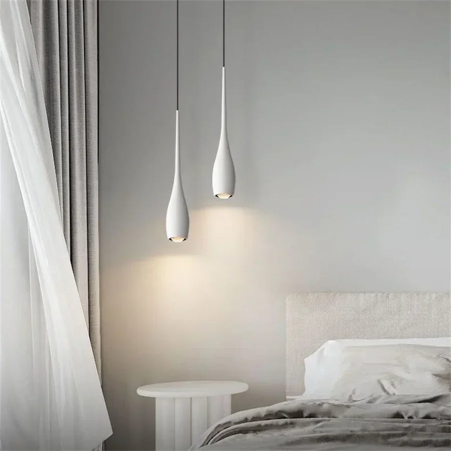White Drop Pendant Light For Kitchen Or Bedroom
