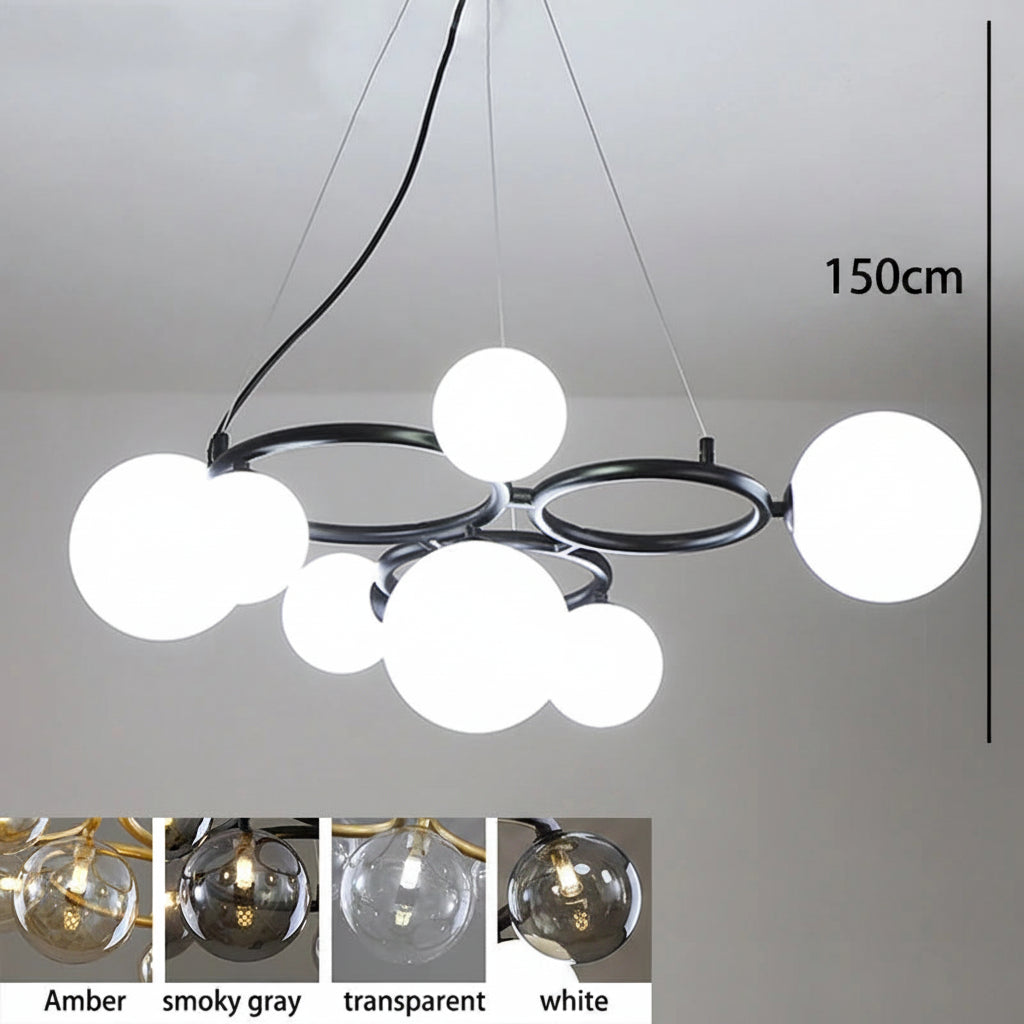 White Glass Sphere Chandelier