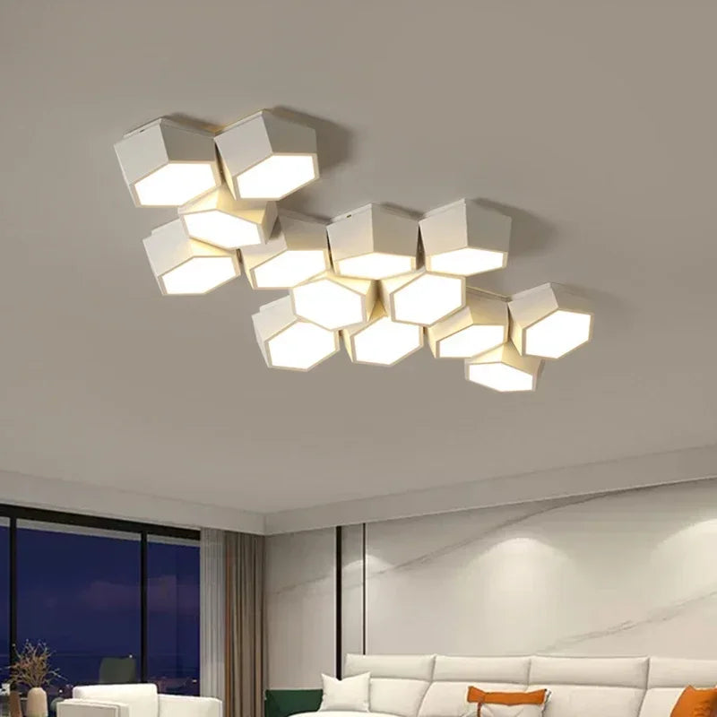 White Modern Geometric Ceiling Light