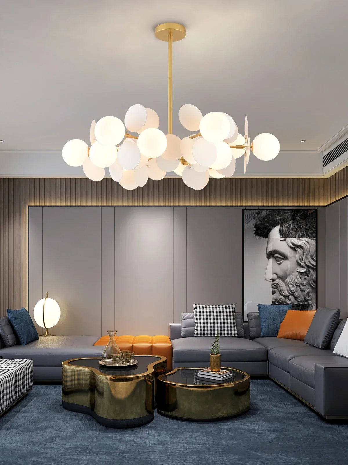 White Pendant Ceiling Lamp Living Room