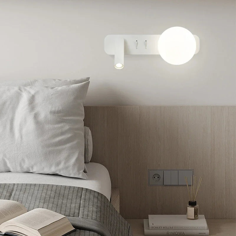 White Rotatable Wall Light For Bedroom Bedside