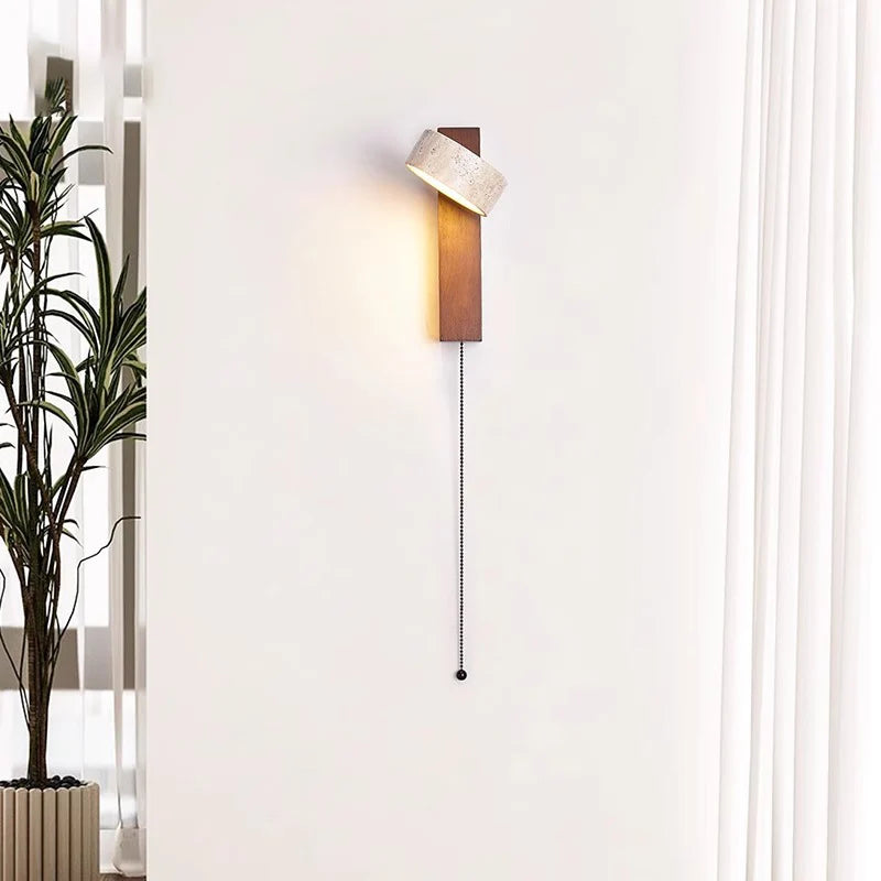 Wooden Bedroom Wall Lamp