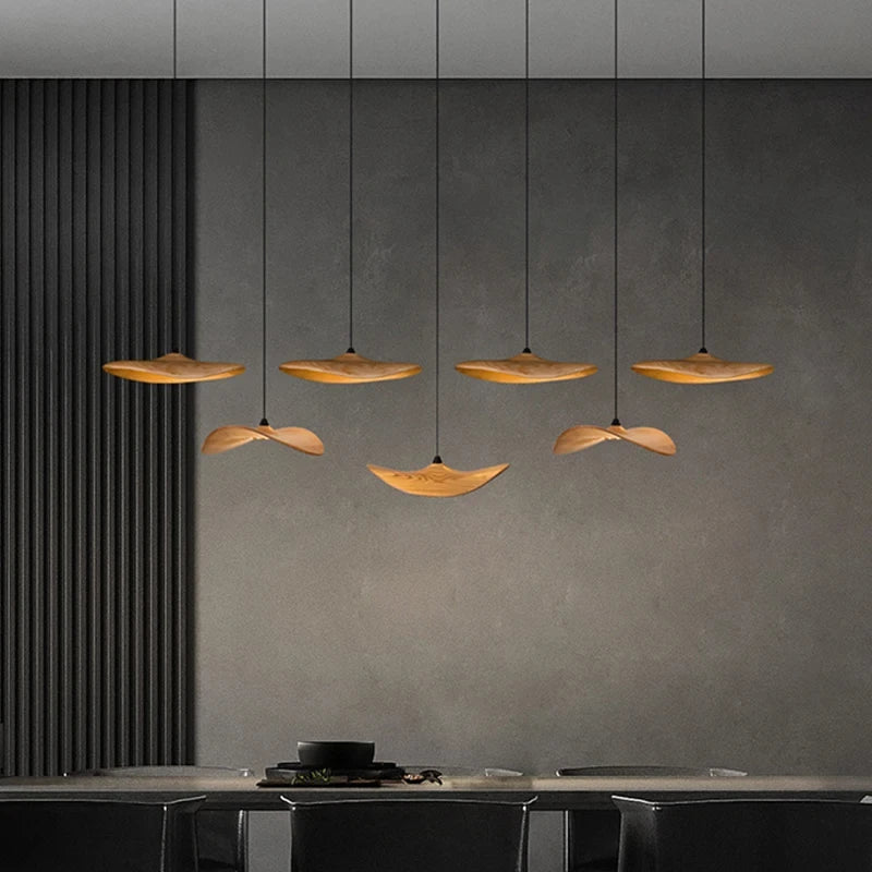Wooden Pendant Light Chandelier Dining Room Table