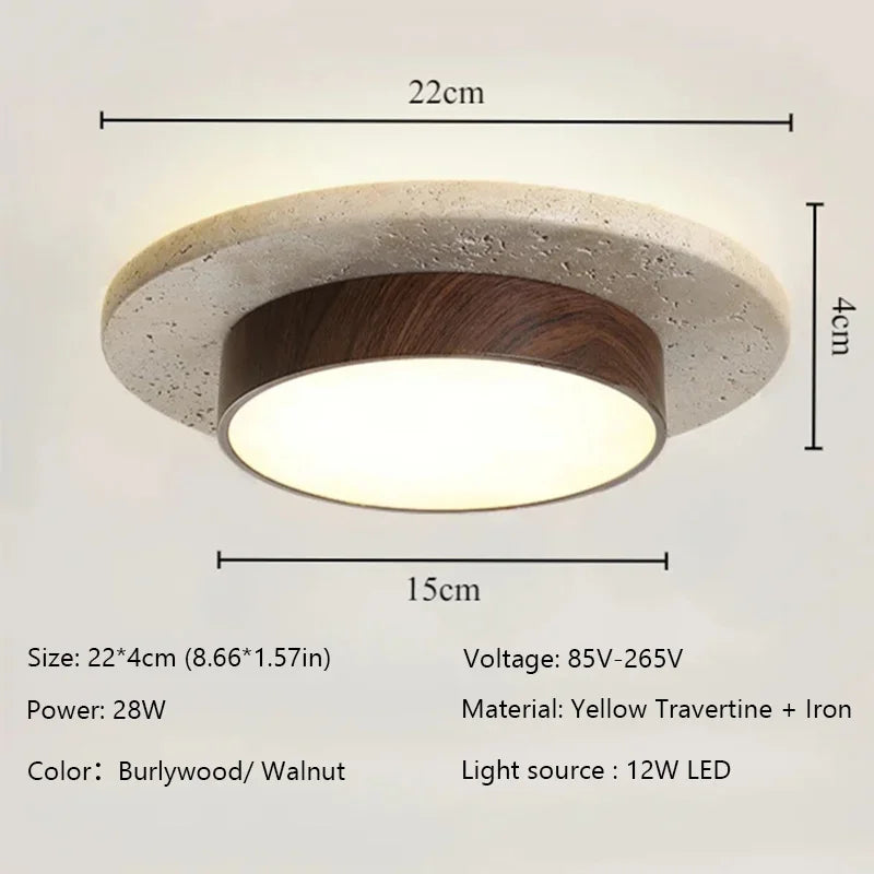 Wooden Wabi-Sabi Round Ceiling Lights