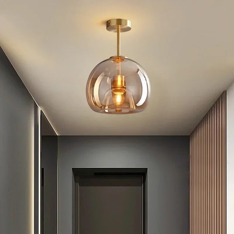 amber Glass Ceiling Light