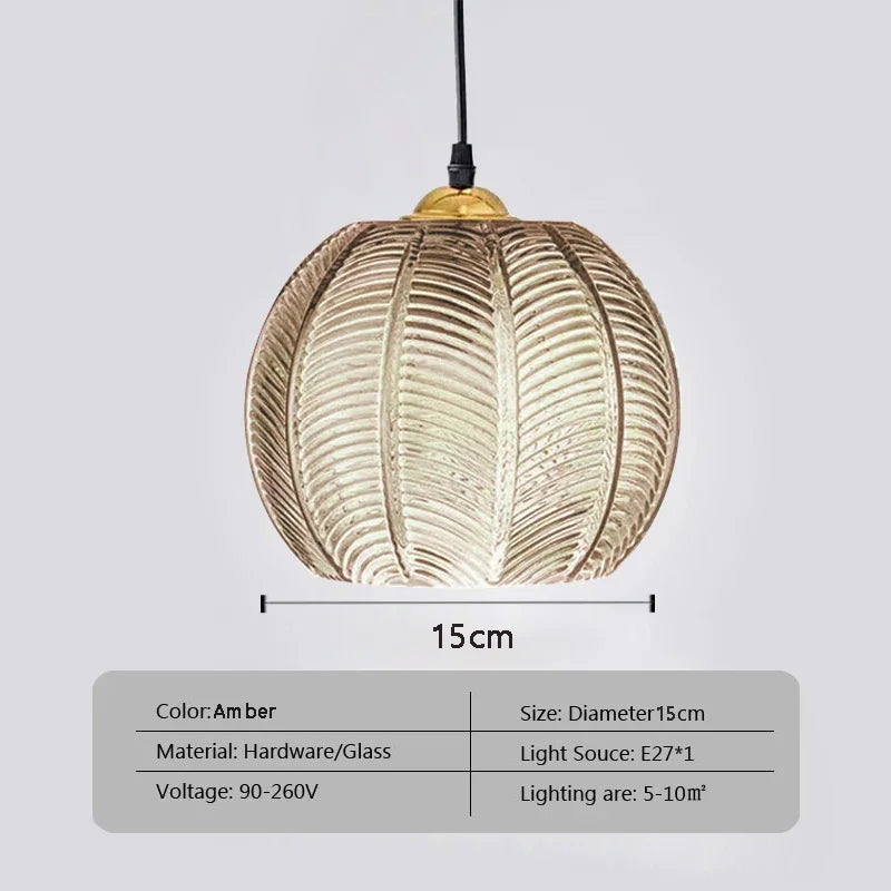 Amber Textured Glass Pendant Light 15 cm