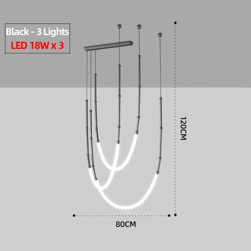 black Modern Art Line Chandelier