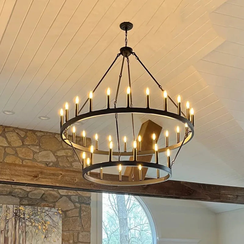Double Layer Round Iron Chandelier