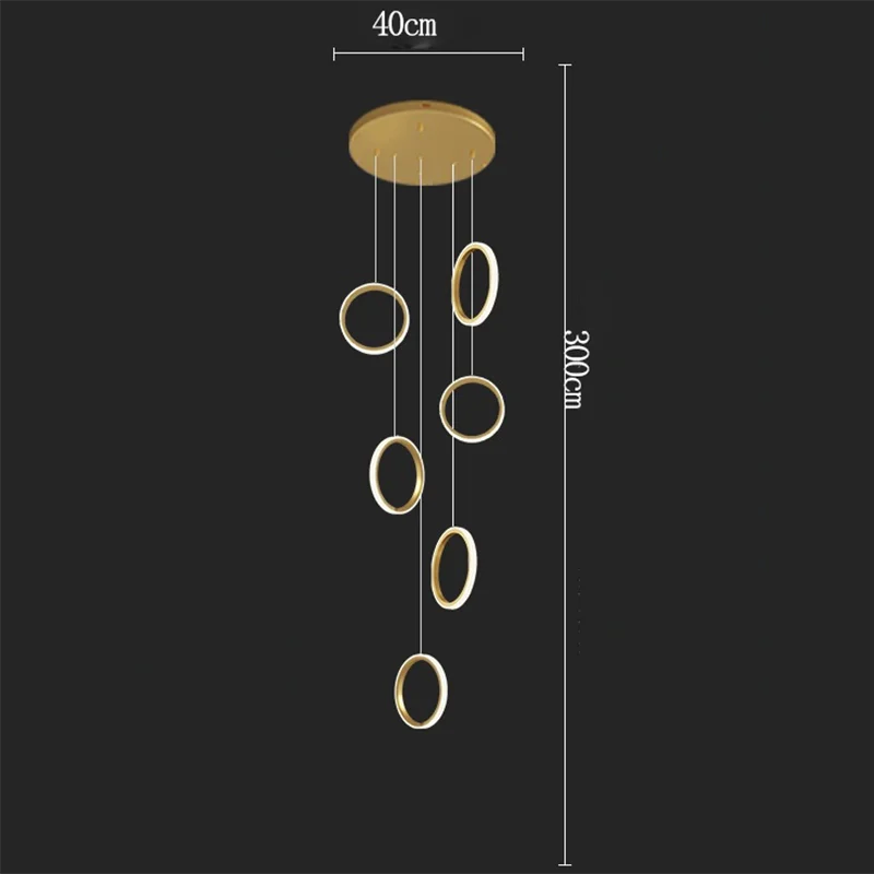 gold staircase Nordic Circle Chandelier