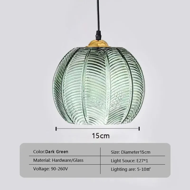 Green Textured Glass Pendant Light 15 cm