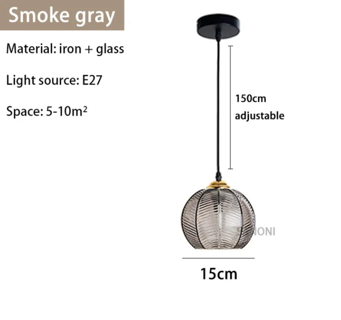 smoke grey Textured Glass Pendant Light
