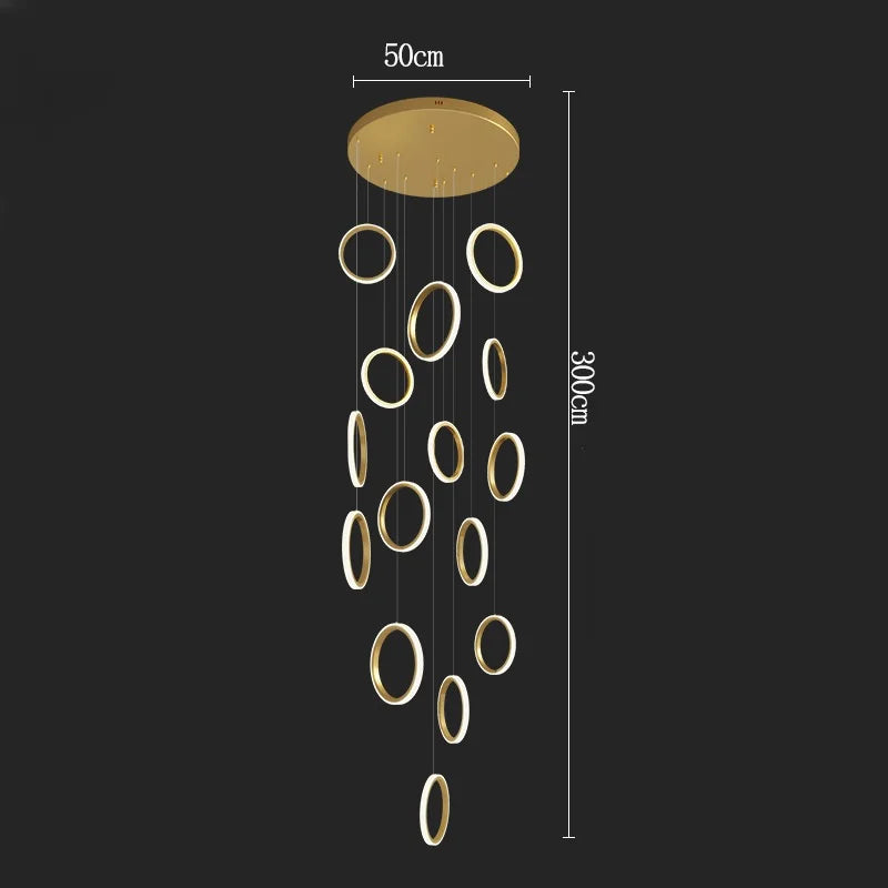 staircase Nordic Circle Chandelier gold