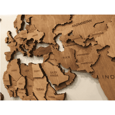 Mapa mundial de madera 3D
