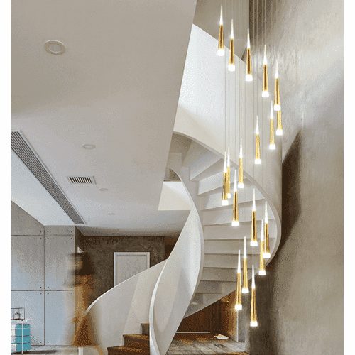 modern chandelier staircase